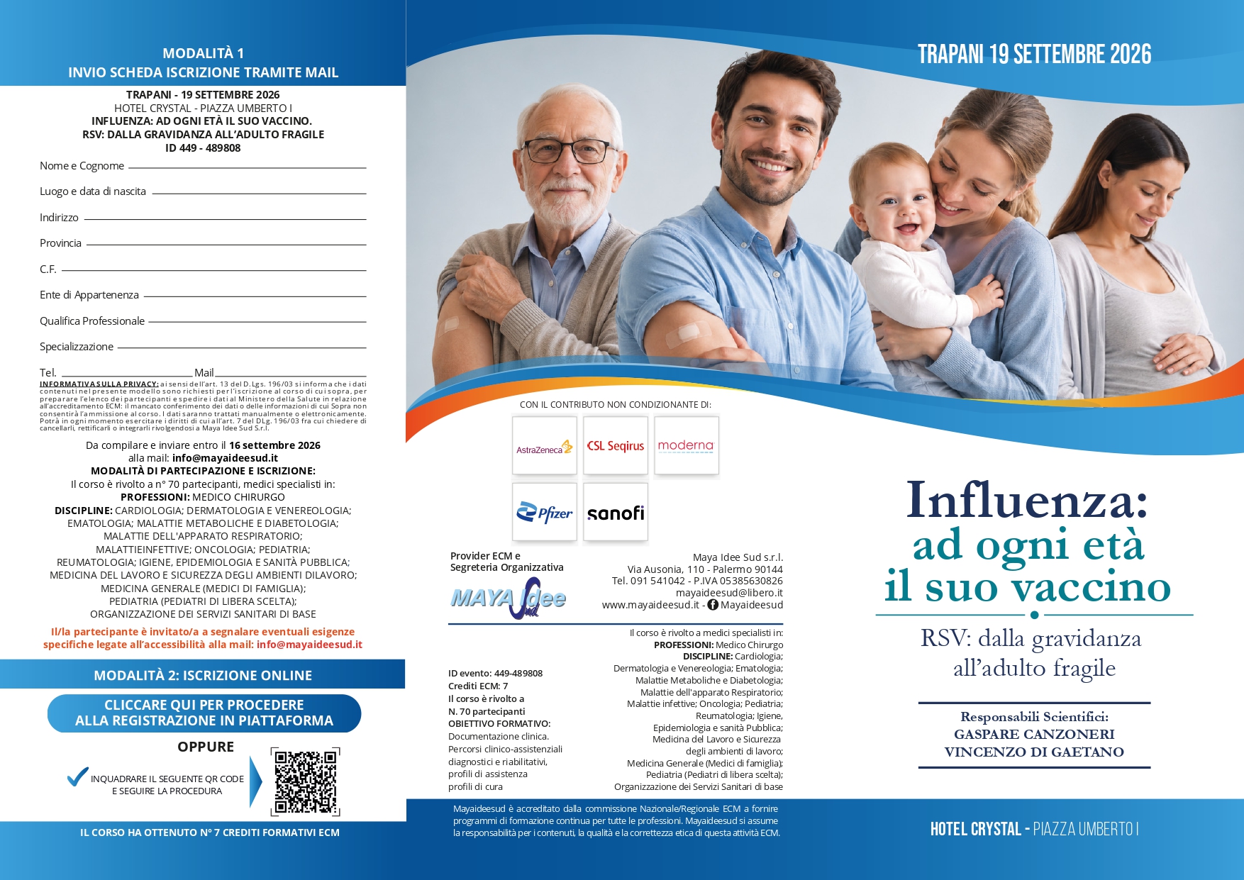 Clicca per accedere all'articolo ECM 19 settembre 2026: "Influenza: ad ogni età il suo vaccino. RSV: dalla gravidanza all'adulto fragile"  